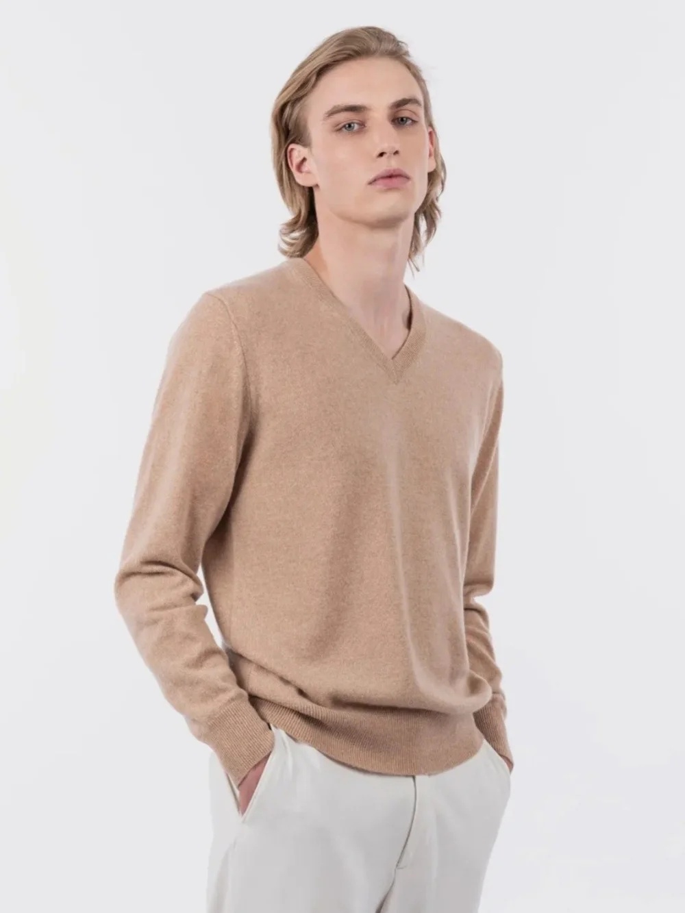 Banana Republic Beige V-neck Cotton Sweater Old Money Minimalist Preppy